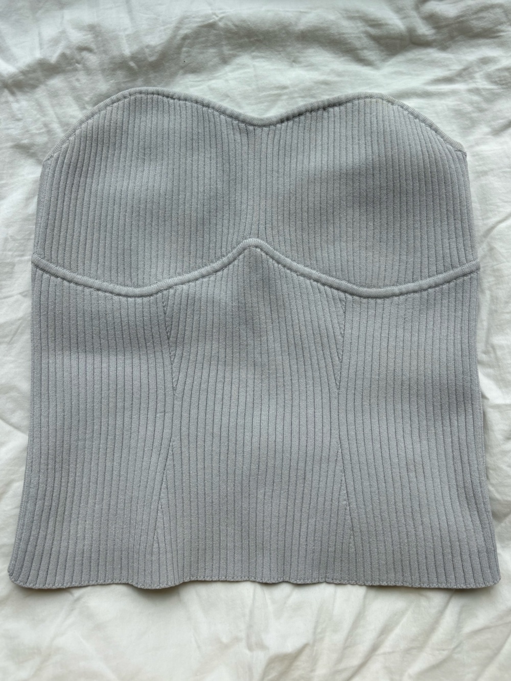 Wilfred Aritzia Light Grey Sculpt Knit Bustier Strapless Tube Top Size L